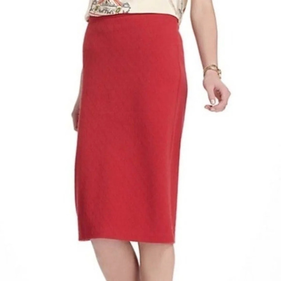 Anthropologie Maeve Geotile Red Pencil Skirt Xs - Picture 1 of 8